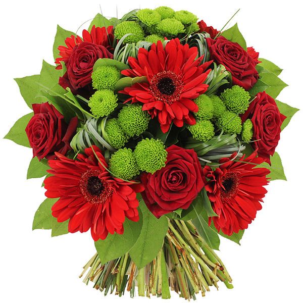 BOUQUET ROND ROUGE-VERT
